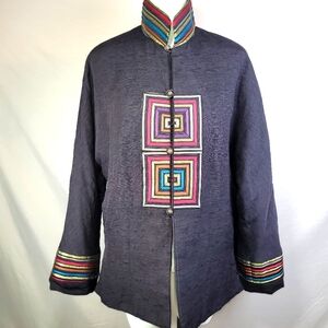 Vintage Eastern Beauty Oriental Square Block Gold Red Purple Blue Detail Jacket